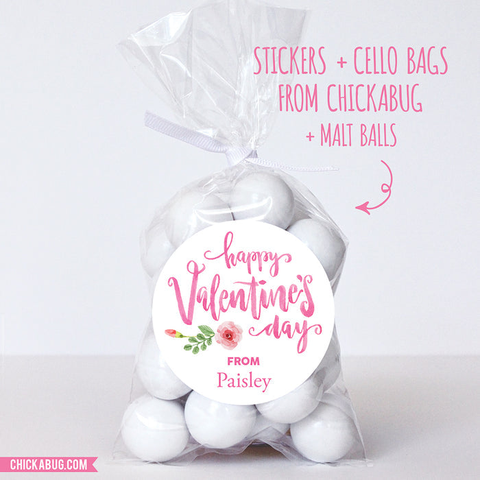 Watercolor Calligraphy Valentine's Day Stickers