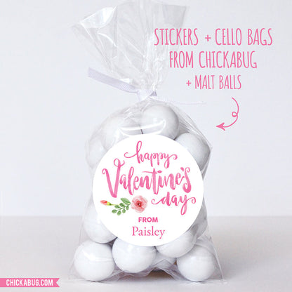 Watercolor Calligraphy Valentine's Day Stickers