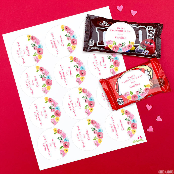 Watercolor Flowers Valentine's Day Stickers