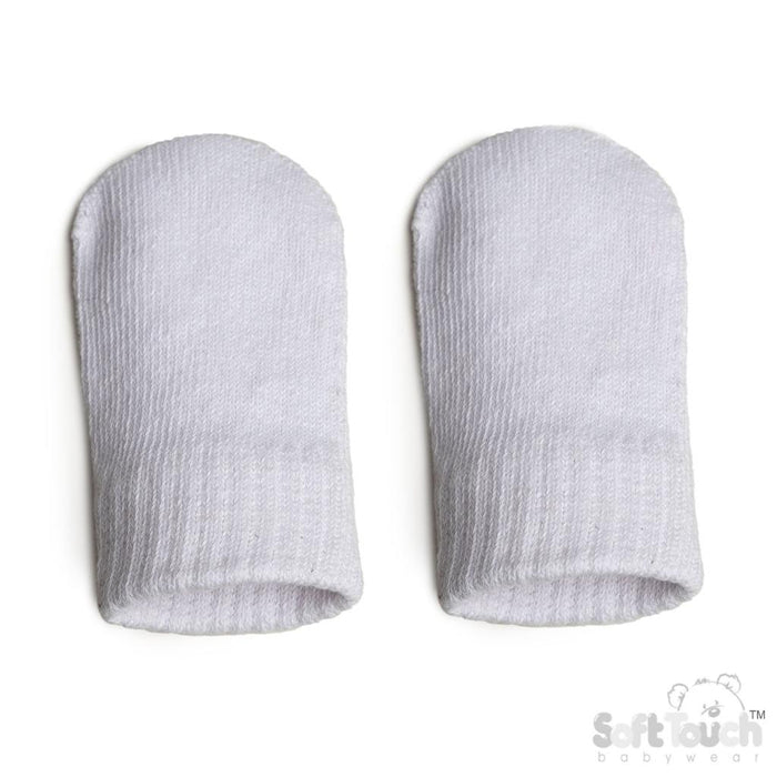 White Brushed Cotton Knit Mittens (NB-12) (PK12) BM704W