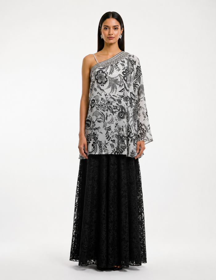 White Crepe Sharara Set