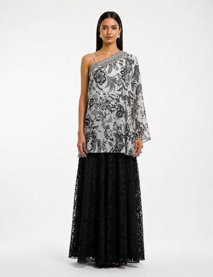 White Crepe Sharara Set
