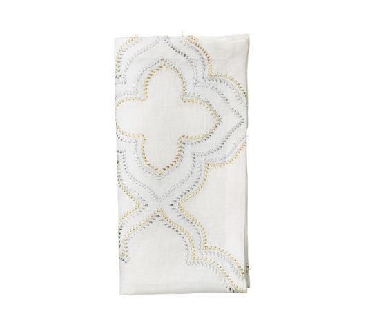 White Silver & Gold Tangier Napkin - RSVP Style