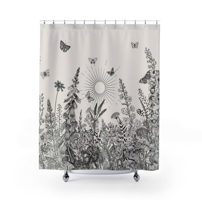 Wildflower Meadow Sunrise Shower Curtain