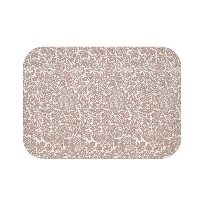 William Morris Bath Mat Bird and Anemone Terracotta