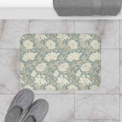 William Morris Bath Mat Chrysanthemum Misty Gray