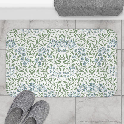 William Morris Bath Mat Floral Blue Green