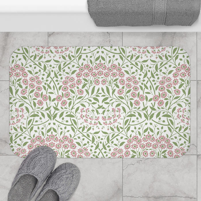 William Morris Bath Mat Floral Pink Green