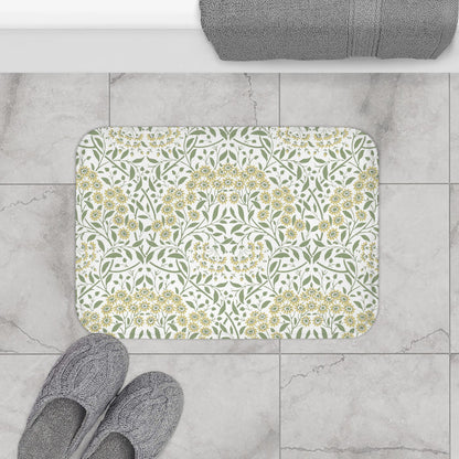 William Morris Bath Mat Floral Yellow Green