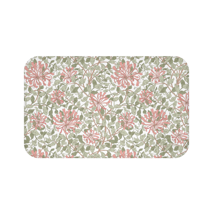 William Morris Bath Mat Honeysuckle Green Pink