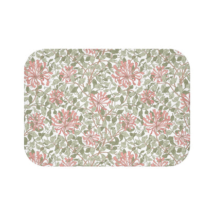 William Morris Bath Mat Honeysuckle Green Pink