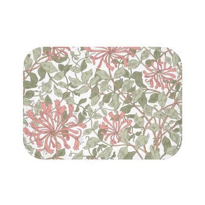William Morris Bath Mat Honeysuckle Soft Pink & Green