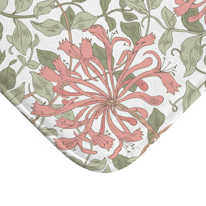 William Morris Bath Mat Honeysuckle Soft Pink & Green