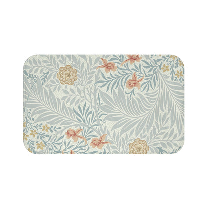 William Morris Bath Mat Larkspur Blue Peach