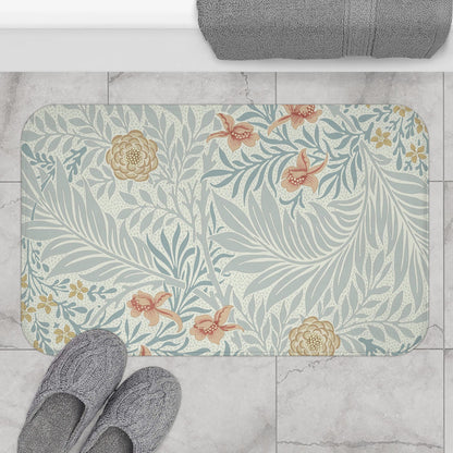 William Morris Bath Mat Larkspur Blue Peach