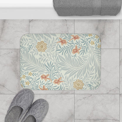 William Morris Bath Mat Larkspur Blue Peach