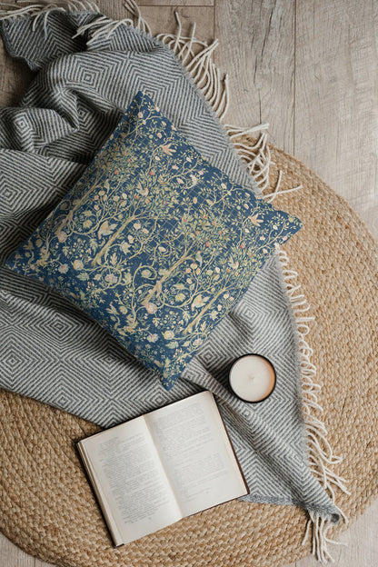 William Morris Cotton Pillows Melsetter Dark Navy Blue