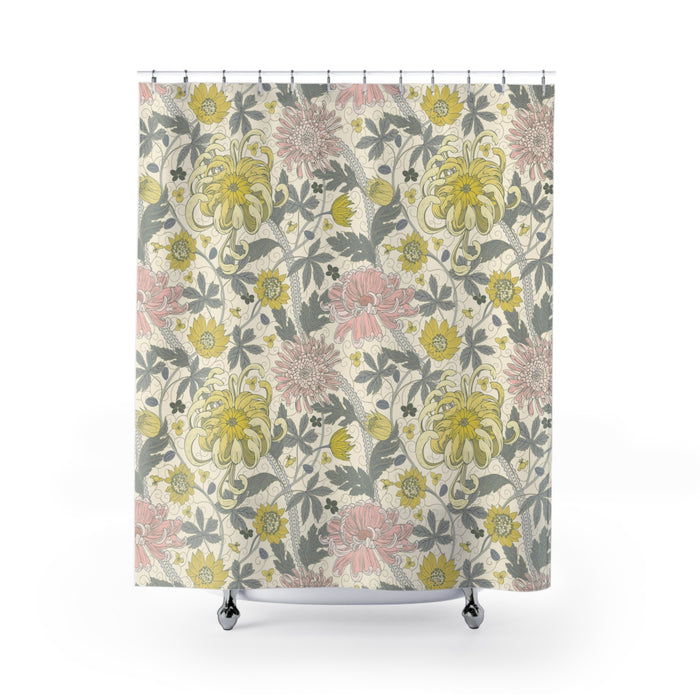 William Morris Lemon Pink Floral Shower Curtain