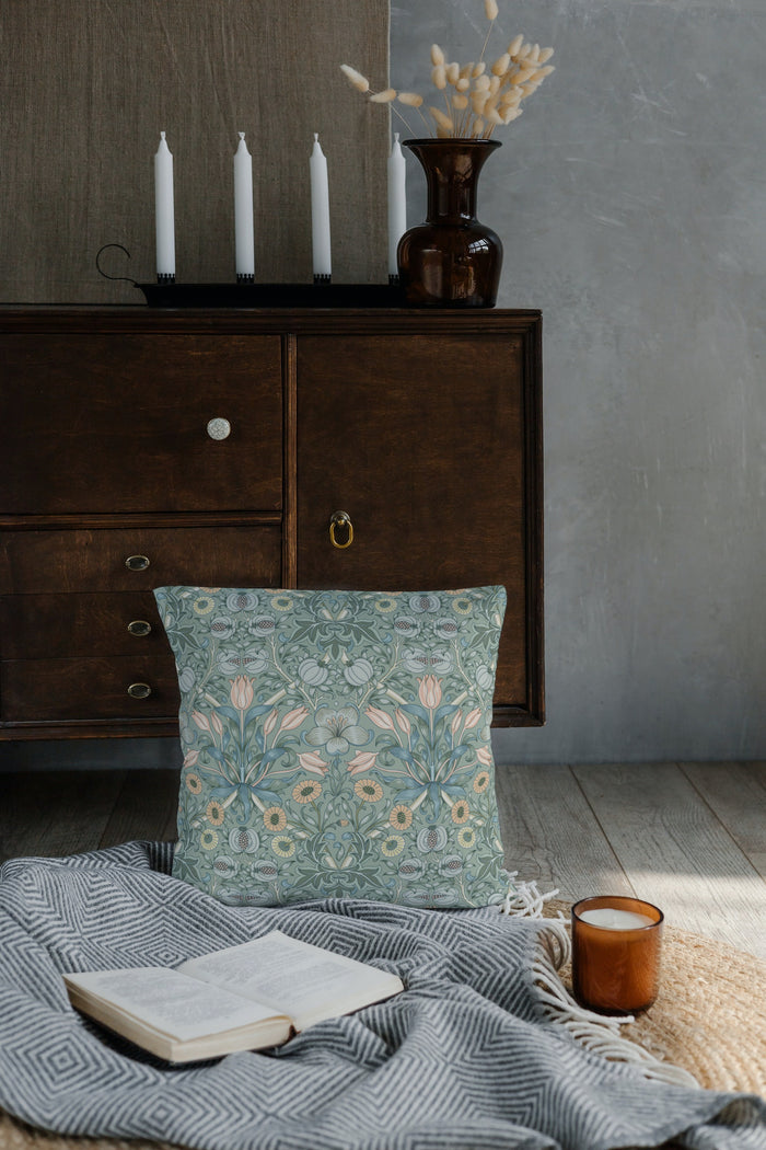William Morris Outdoor Pillows Duck Egg Sage Floral