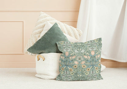 William Morris Outdoor Pillows Duck Egg Sage Floral