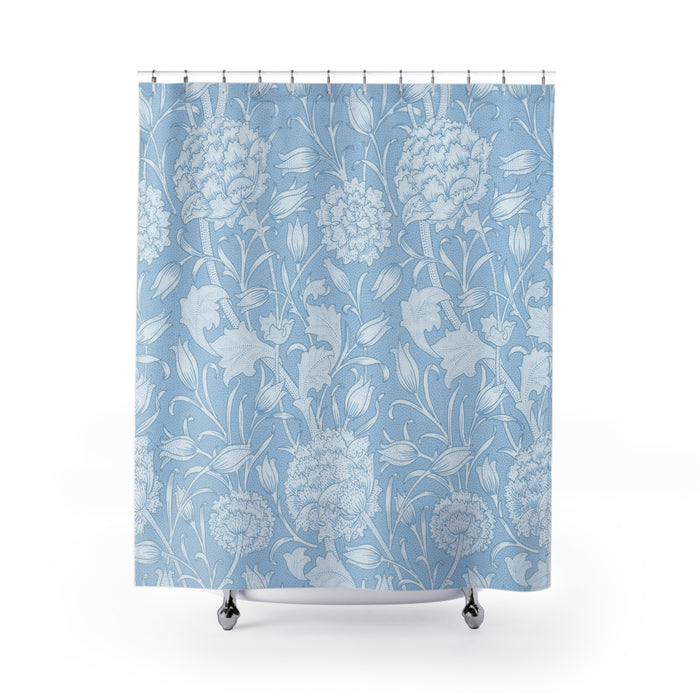 William Morris Pink & Rose Cornflower Blue Shower Curtain