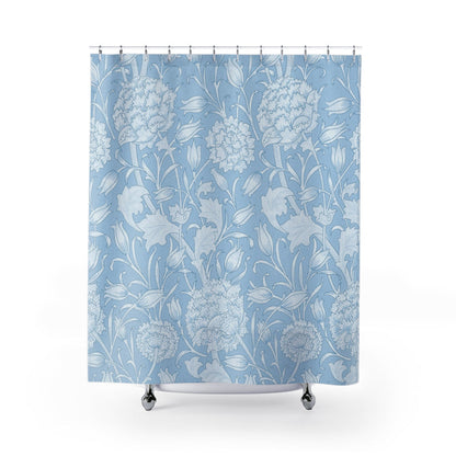 William Morris Pink & Rose Cornflower Blue Shower Curtain