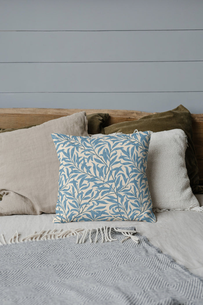 Willow Bough Cotton Throw Pillows William Morris Teal Cream