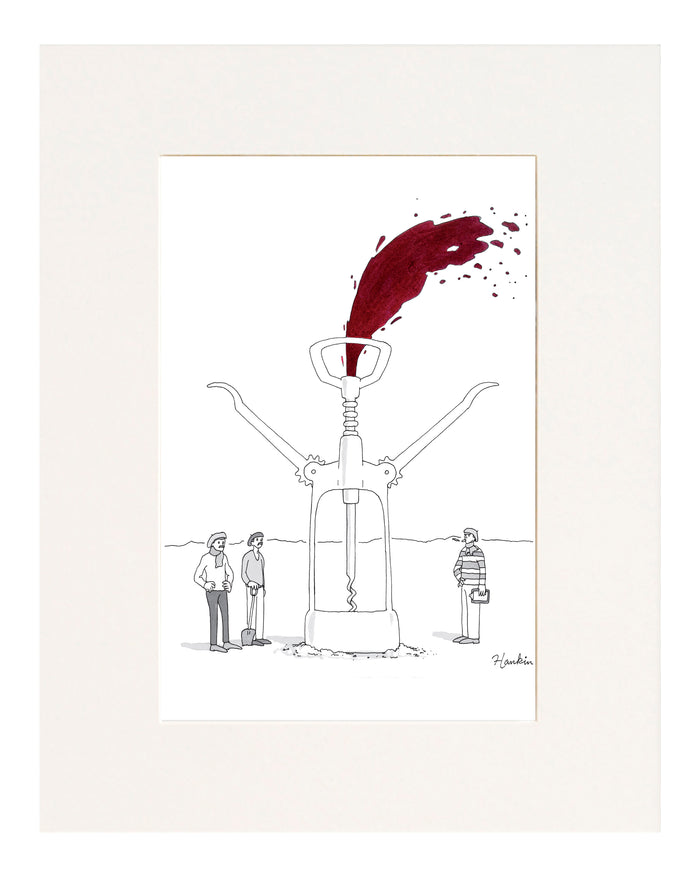 Wine Tower Cartoon Print