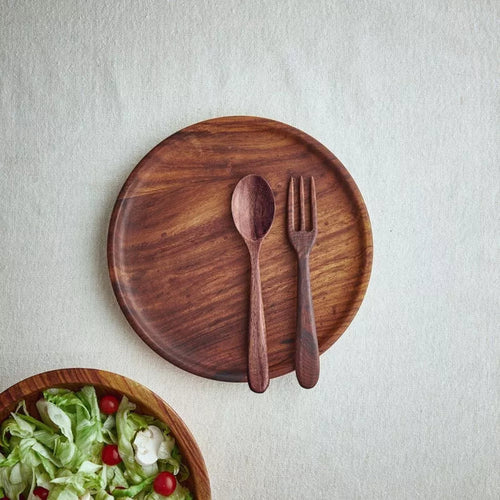 Wooden Round Plate Set - Magalis Egypt