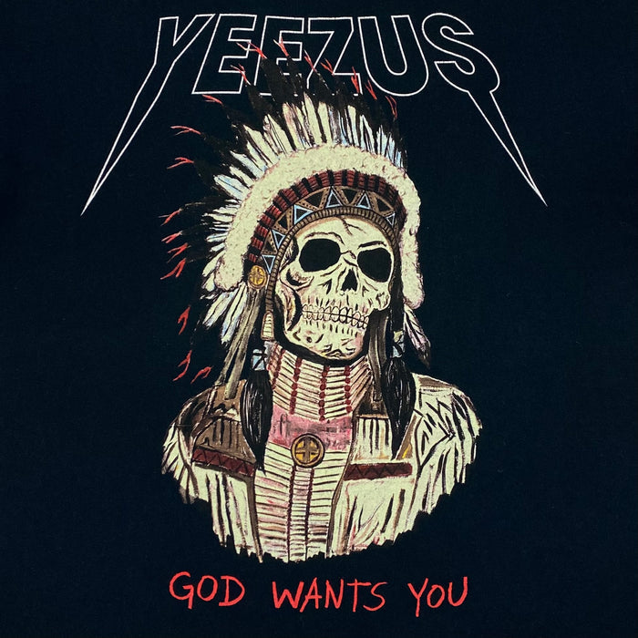 Yeezus Tour 2013 OG Native Skull Tee In Black By Wes Lang