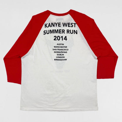 Yeezus Tour 2014 Bonnaroo Baseball Tee In White/Red