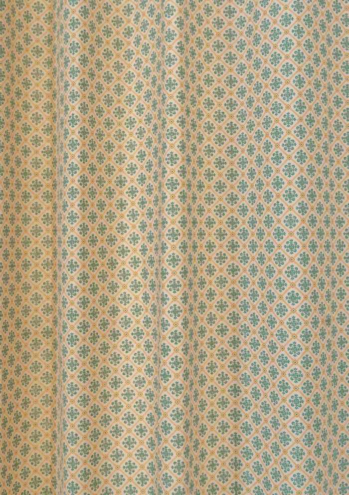 Yura 100% cotton geometric curtain for living room - Room darkening - Aqua blue - Single - Single Piece