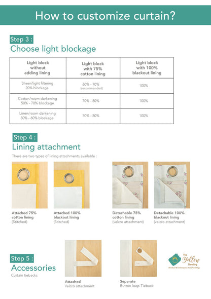 Yura 100% cotton geometric curtain for living room - Room darkening - Aqua blue - Single - Single Piece