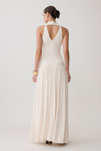 Zsela High Neck Modal Maxi Dress - Ivory